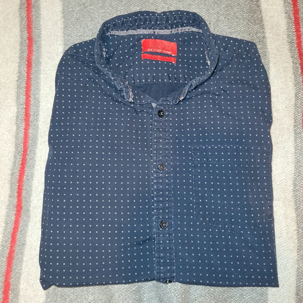 Cactus Medium Dark Blue Men's Collared Shirt.